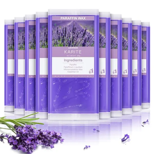 KARITE Paraffin Wax Refills, 10 Pack Lavender Scented Paraffin Wax Beads Blocks for Paraffin Bath, Paraffin Wax Machine Refills for Hand Feet Dry Skin, Relieve Stiff Muscles and Pain, Deep Hydration