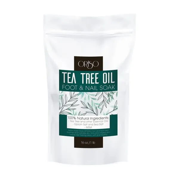 Tea Tree Oil Foot Soak - Pedicure Supplies with Epsom Salts and Lavender - Athletes Foot Treatment for Cracked and Dry Feet - Stubborn Foot Odor - Softens Calluses - Better Toe Nail Health - 16 Oz