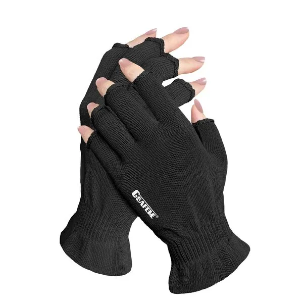 GSAFEME UV Gloves - UPF50+ UV Protection Gloves for Gel Nail - Women Fingerless Manicure Gloves for Nail Lamp - Black Small 1 pair