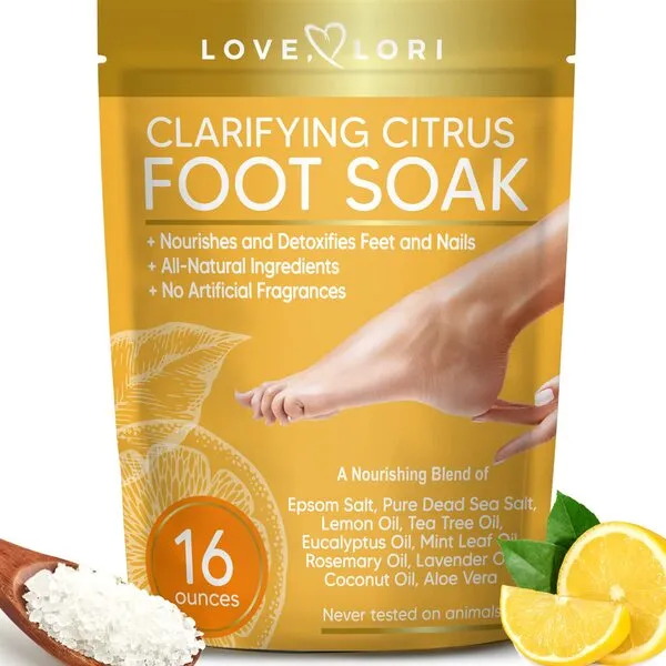 Citrus Foot Soak for Foot Detox (16oz) - Body Detox Foot Soak for Dry Cracked Feet - Lemon Oil & Tea Tree Oil Foot Soak Salts for Softer Feet – Pedicure Supplies for Foot Spa Soak & Feet Soaking Tub