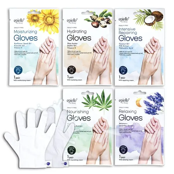 epielle New Moisturizing Socks and Gloves for Hand and Foot Care | Assorted 5 Pairs Gloves (Gloves 5 Pairs) Stocking Stuffers!! Mothers Day Gifts