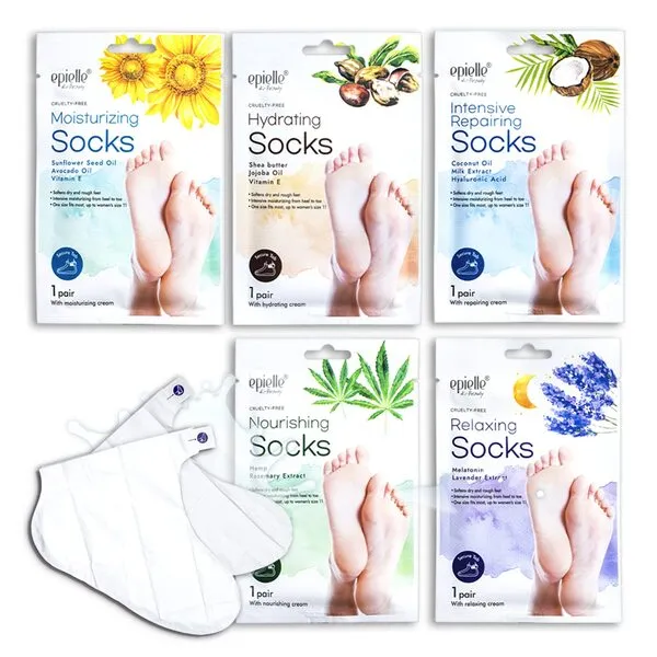 epielle New Moisturizing Socks and Gloves for Hand and Foot Care | Assorted 5 Pairs Socks (Socks 5 Pairs) | Skincare Gifts for Her.. Stocking Stuffer!! Mothers Day Gifts