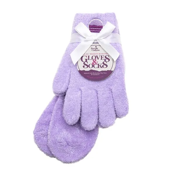 Moisturizing Socks and Gloves Set | Purple Fuzzy Socks and Gloves with Aloe and Vitamin E for Women | Women's Gifts for Self-Care