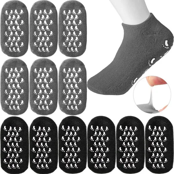 JaGely 6 Pairs Moisturizing Socks Gel Socks Soft Gel Socks Gel Spa Socks for Dry Cracked Feet Skins Gel Lined Feet Care Socks for Repairing Softening Feet Dry Cracked