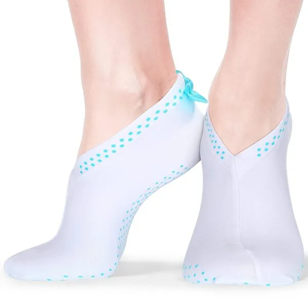 10 Pairs Moisturizing Socks Overnight, Spa Socks for Dry Feet, Cotton Moisture Enhancing Socks, Cosmetic Moisturizing Socks for Women and Men, White (Blue Dots Pattern)