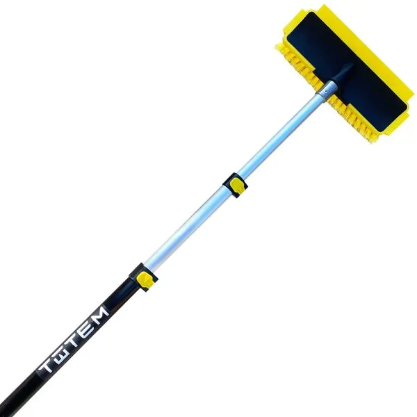 Totem Solar Panel Cleaning Scrub Brush 5 to 12ft Ultra Soft bristles Soft Rubber Yellow 5-12ft