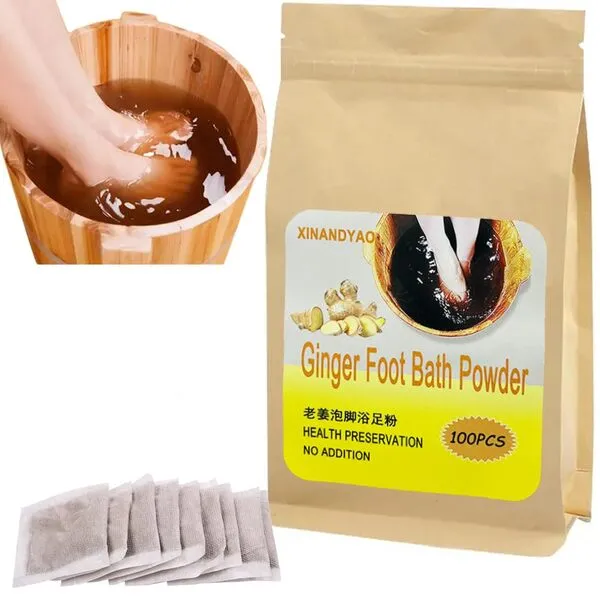 100Bags Ginger Herb Foot Soak Chinese Herbal Foot Bath Spa Powder Kits Foot Reflexology Relax老姜足浴泡脚