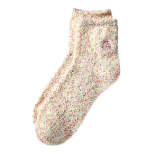 Earth Therapeutics Hemp Seed Oil Plush Socks - Peach Confetti (1 Pair) Peach Confetti