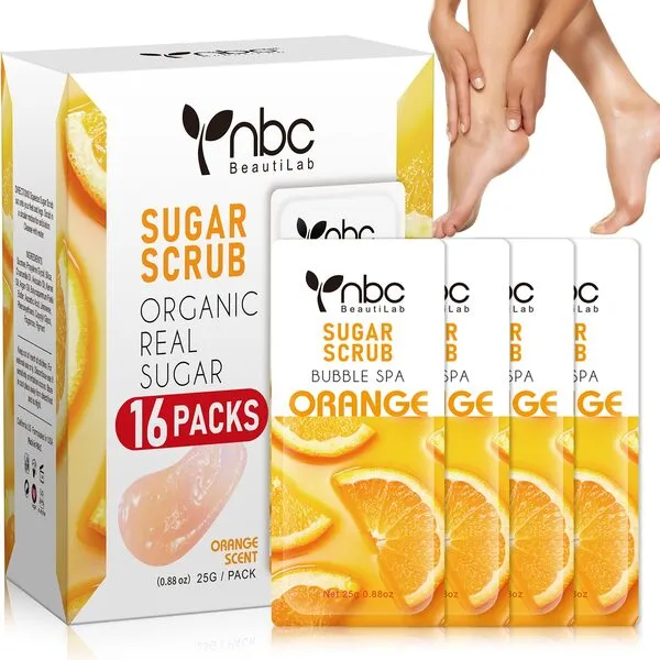 Foot Exfoliating Scrub Pedicure Foot Scrub Sugar Scrub For Feet Gel Foot Soak For Pedicure Feet Exfoliator Pedicure Supplies Professional Foot Gel Foot Care 16 Packs A Box, Orange