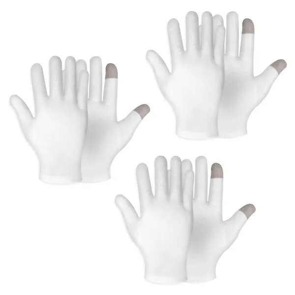 3 Pairs Medium Touch Screen Moisturizing Gloves White Cotton Moisturizing Gloves for OverNight Bedtime Heal Eczema Sleeping Lotion Hand Spa Treatment Gloves Repair Rough Cracked Dry Chapped Hands Skin