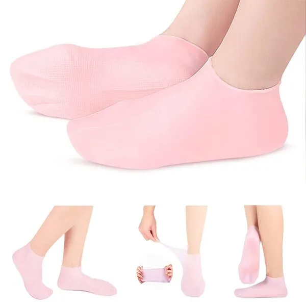 Silicone Socks for Women, Moisturizing Foot Socks, Soft Gel Socks, Aloe Socks, Women Spa Pedicure Socks for Repairing Dry Feet, Cracked Heel and Softening Rough Skin, Calluses