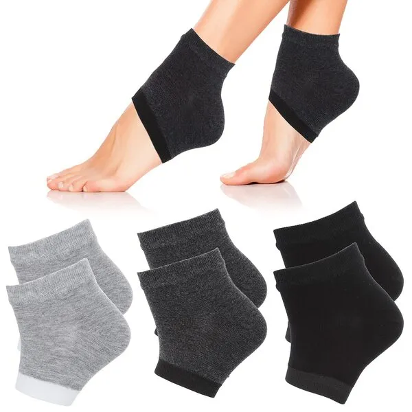 Sibba 3 Pairs Moisturizing Heel Socks Ventilate Gel Heel Open Toe Socks Soft Silicone Socks for Dry Hard Cracked Skin Breathable Reusable SPA Foot Protector Day Night Care Skin