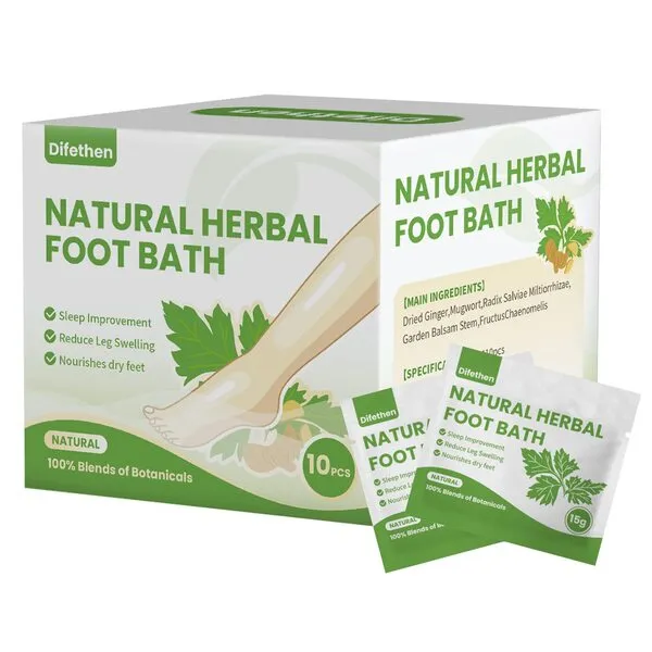 Difethen Natural Mugwort/Wormwood Herbal Foot Soak,Lymphatic Ginger Foot Bath Bag, Anti-Swelling Foot SPA Promote Metabolism, Foot Care 15g/PCS (10PCS)