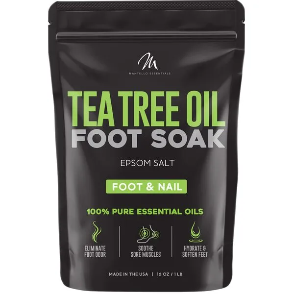 Mantello Tea Tree Oil Foot Soak - Foot Spa Soak for Use with a Feet Soaking Tub - Foot Soak Salts to Soften Feet - Epsom Salt Foot Soak with Essential Oils - Pedicure Foot Soak, 1 lb. Bag