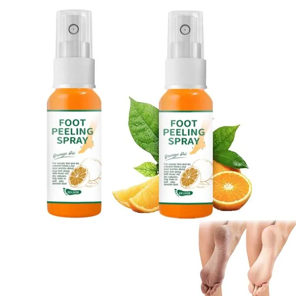 2PCs Foot Peeling Spray Orange Oil,Foot Peeling Spray That Remove Dead Skin Within Seconds,Hydrating Nourish Peel Off Spray, Exfoliating Peeling & Calluses on Feet (30ml)