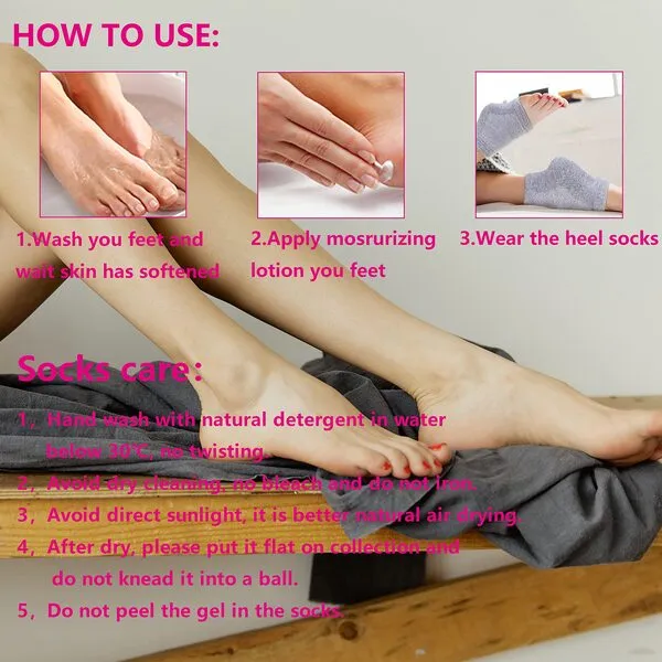 Moisturizing Gel Heel Socks Open Toe Socks Gel Lined Toeless Spa Socks for Dry Hard Cracked Heel (3P-Grey)