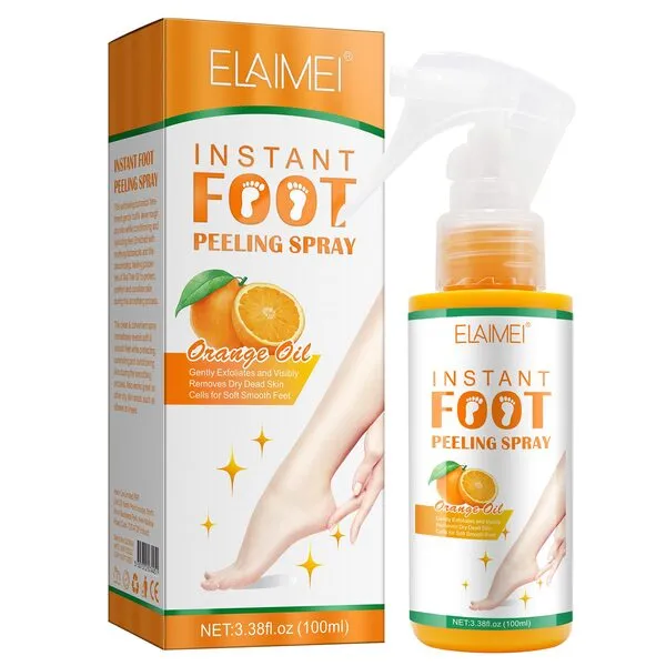 Foot Peeling Spray Oil - Foot Peeling Spray for Remove Dead Skin, Pedicure Dead Skin Exfoliator for Cracked Rough Heels, Dry Toe Skin & Calluses, Quicky Remove Dead Skin (Orange)