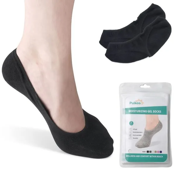 Puikos Moisturizing Socks for Women Men Dry Feet Socks Heel Socks Cracked Heel Repair Heel Treatment Gel Heel Sleeves for Cracked Feet Heel Repair Overnight(Crew Socks)