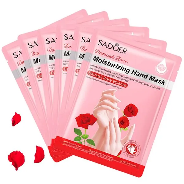 6 Pairs Moisturizing Hand Mask Gloves for Dry Hands,Hand Peel Mask Natural Collagen Spa Gloves Intensive Hand Repair Gloves for Repair Dry Cracked,Rough Damage Skin for Women & Men(Rose)