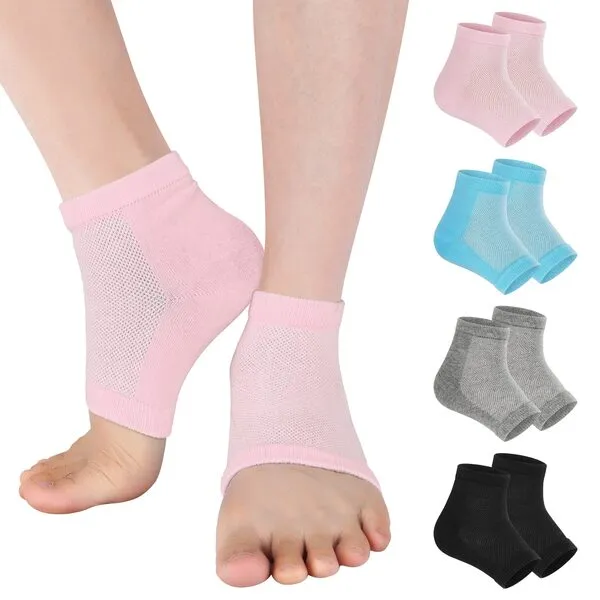 Vaincre Cracked Heel Repair Socks - 4 Pairs Moisturizing Heel Socks for Dry Cracked Feet, Gel Socks for Cracked Feet Heel Treatment, Spa Moisture Cracked Heel Socks for Dry Heels Overnight (Regular)