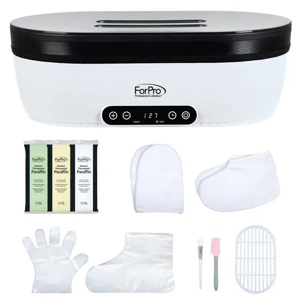 ForPro Nurture Digital Paraffin Bath Kit, All-In-One Paraffin Wax Kit for Hands and Feet, Includes 3 Lb. Paraffin Wax, Thermal Mitts & Booties, 100 Liners and Accessories