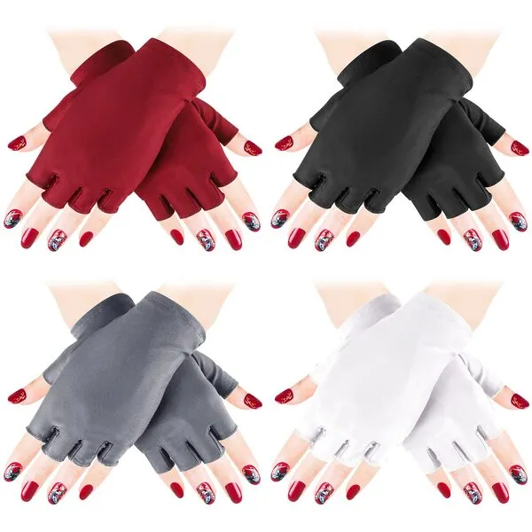 4 Pairs UV Gloves for Nail Lamp Light Manicure Gloves UV Light for Gel Nails, Hand UV Protection Gloves for Nail UV lamp