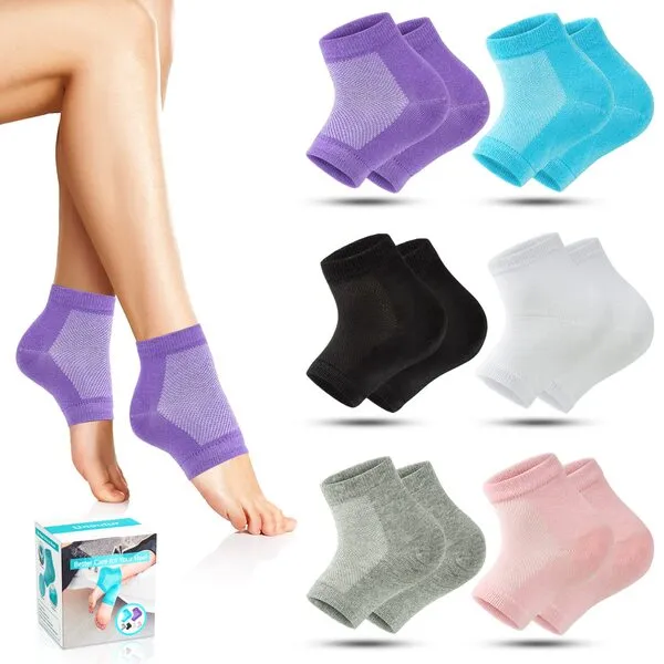 Moisturizing Socks,6pcs ​toeless Socks for Women for Dry Cracked Heel Treatment,Cracked Heel,msilicone Socks for wome