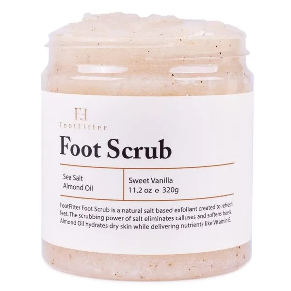 FootFitter Foot Scrub – Exfoliating Natural Sea Salt Based Feet & Dry Skin Scrub – Sweet Vanilla (11.2 oz.)