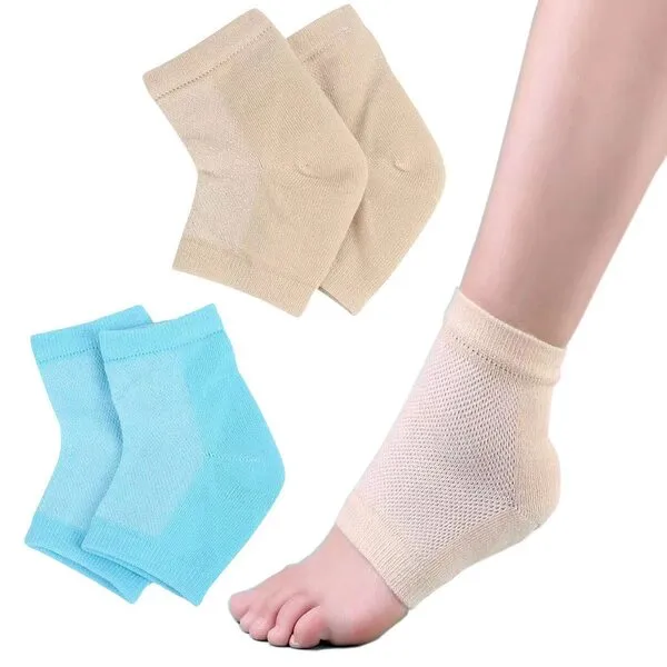 Faiteary Gel Heel Socks for Dry Cracked Feet – Toeless Moisturizing Heel Repair Socks for Women Dry Feet, Spa Socks for Overnight Heel Treatment (2 Pairs)