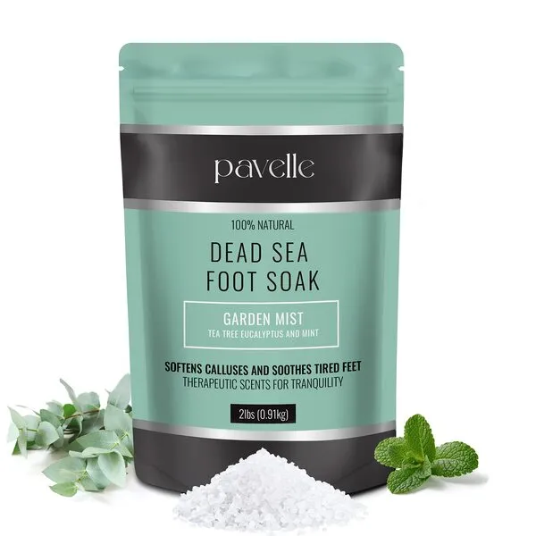 Pavelle Dead Sea Foot Soak 100% Natural Relaxing Bath Salts & Minerals for Dry Cracked Feet, Calluses, Muscle & Pain Relief, Spa Pedicure Gift for Women, Made in The USA, Garden Mist, 2 Lbs.