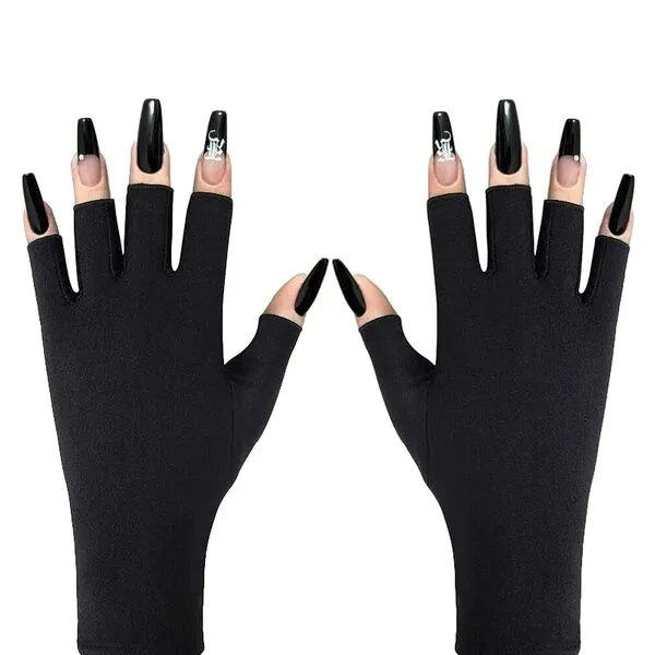 Doubao Anti UV Gloves for Gel Nail Lamp,Professional UV Protection Gloves for Manicures, Fingerless Gloves