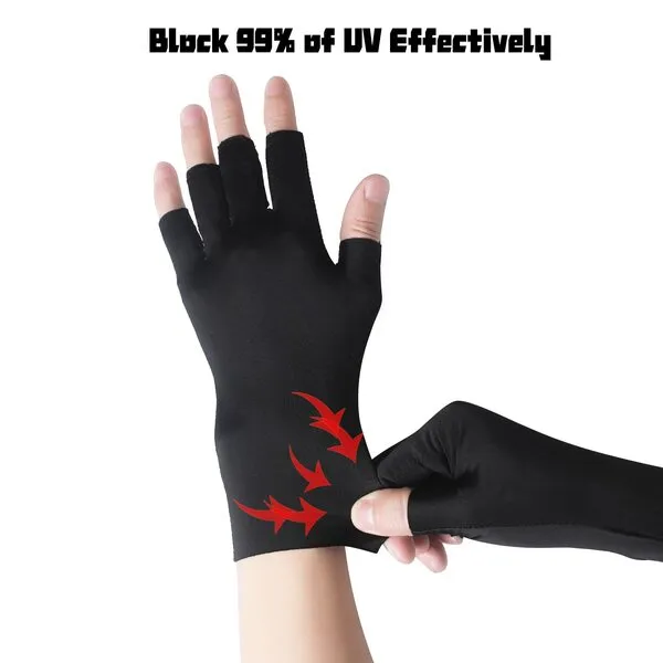 Jawpaw Uv Gloves for Nails, Uv Gloves for Gel Nail Lamp UPF50+ UV Protection Gloves for Manicures Fingerless Gloves for Protecting Hands from Nails UV Light