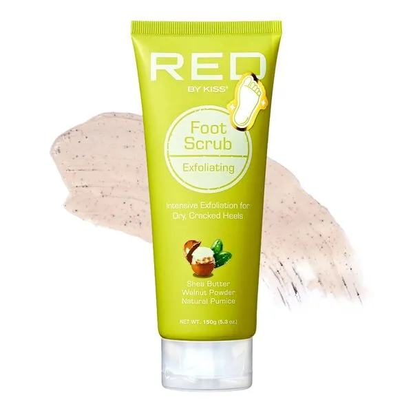 RED by Kiss Foot Scrub for Dead Skin – Exfoliates, Moisturizes, Nourishes Dry and Cracked Heels, Use with Foot Scrubber for Pedicure 5.3 oz.