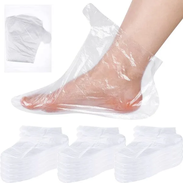 Hoolerry 500 Pcs Paraffin Wax Bath Liners for Foot Clear Plastic Foot Covers Hot Wax Foot Moisturizing Socks Foot Spa Plastic Socks Therapy Booties Bags Covers for Feet Care Paraffin Bath Wax Machine