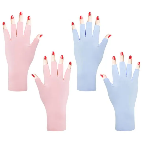 Anti UV Gloves for Gel Nail Lamp, Gel Manicures Glove Professional Protection Stretchy Fingerless Gloves Nail Art Skin Care