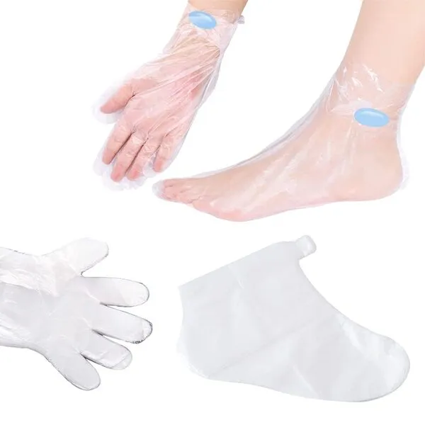 200 Pack Paraffin Wax Bath Liners Disposable Plastic Hand and Foot Bags Spa Pedicure Accessories with 200 Stickers for Pedicure Hot Spa Wax Treatment Spa Salons