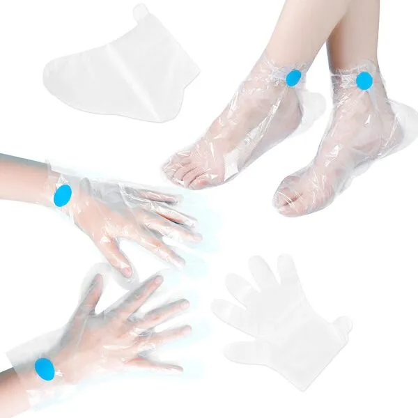 400PCS Paraffin Wax Hand & Foot Liner,Clear Plastic Wax Bath Hand Mittens Foot Covers,Plastic Foot Covers for Feet,Plastic Paraffin Bath Mitt Glove and Sock Liners Paraffin Wax Mitts