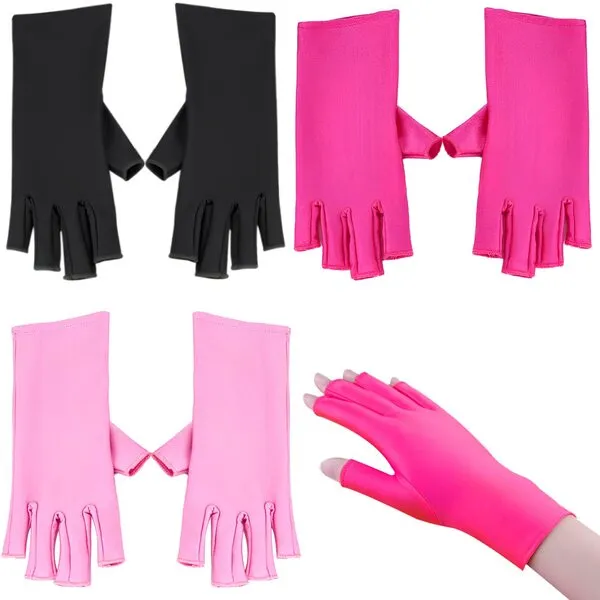 COLORCASA 2/3 Pairs Uv Gloves for Nail Lamp UV Protection Gloves for Manicures Gloves for Protecting Hands from Nails UV