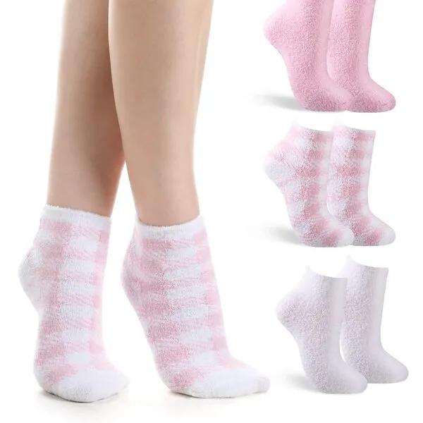 Tarpop 3 Pairs Aloe Socks Moisturizing Spa Socks for Dry Cracked Feet Infused Socks Gel Sleeping Fuzzy Socks Lotion Socks Aloe Vera Gel Socks for Women Men Repairing Softening Dry Feet Skins (Pink)