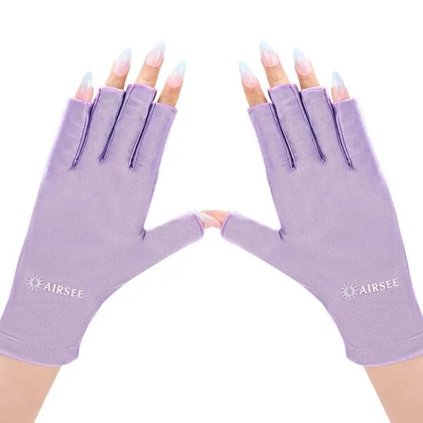 AIRSEE Anti UV Gloves for Nail Lamp, Professional UPF50+ UV Protection Gloves for Manicures Nail Art, Fingerless Gloves