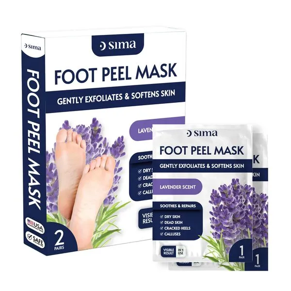 Sima Brand Foot Peel Mask - Exfoliating & Callus Remover with Lavender Scent - Removes Dead Skin & Cracked Heels for Baby Soft Feet - Natural Exfoliator for Men and Women | Lavender 2 pair - pack of 1