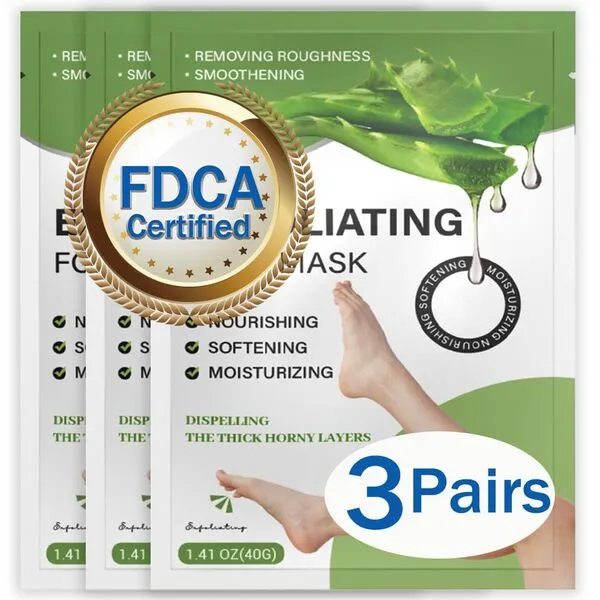 【FDCA Certified】 Foot Peel Mask - Pro Callus Remover for Rough Cracked Dry Feet-Dead Skin Remove, 3Pairs