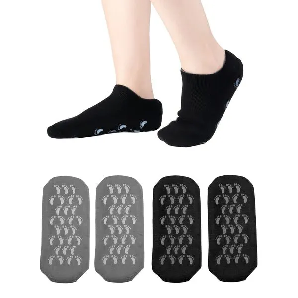 Moisturizing Socks 2 Pairs Dry Cracked Feet Lotion Socks Foot Moisturizing Socks Silicone Socks Foot Care Heel Socks Spa Socks (Black and Grey)