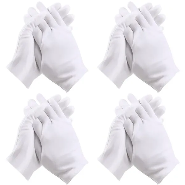 24 Pcs (12pairs) White Cotton Gloves for Dry Hands Moisturizing Gloves Hand Spa Gloves Jewelry Inspection Serving Checking Gloves Sleep Gloves for Women Men Cosmetic