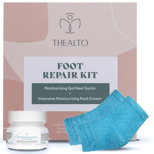 Moisturizing Gel Heel Socks and Cream, Foot Repair Kit - 1 Pair Gel Infused Moisturizing Socks - 1 Moisturizing Foot Cream 1.7 oz (50 g) - Restore Dry and Cracked Heels with Natural Oils