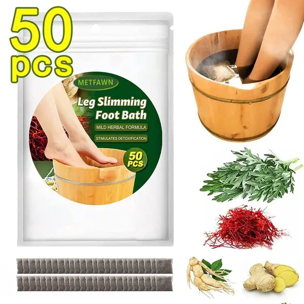 2023 Natural Herb Foot Soak Lymphatic Drainage Detox Foot Care Spa, Ginger Wormwood Saffron Foot Bath Bag, Leg Slimming Remove Stubborn Foot Odor Scent Foot Reflexology Relax Massage (50PCS)