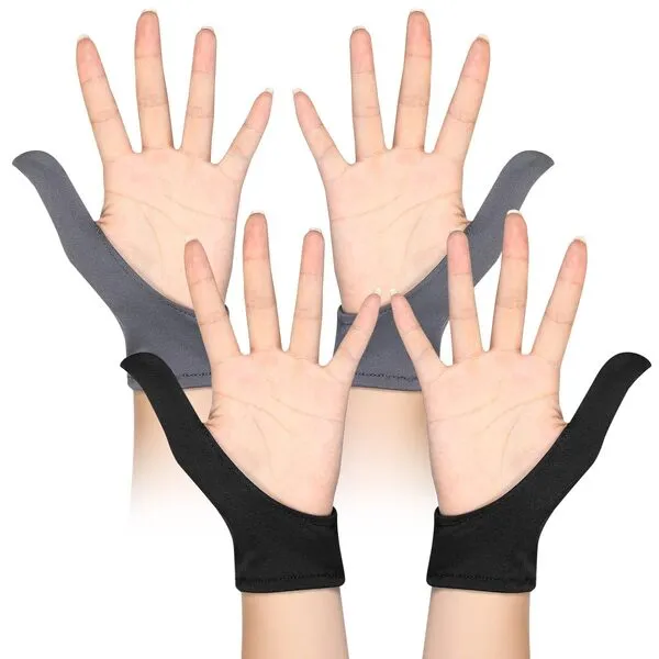 Ramede 2 Pairs Adult Thumb Guard Habit Stop Thumb Sucking Black and Grey Thumb Finger Guard Thumb Glove for Helping Stop Hair Pulling and Skin Picking