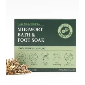 Goospery Korean Organic Mugwort Bath and Foot Soak (10 Pack) Natural Home Spa Therapy with Traditional Korean Healing Properties and Relaxation Benefits, Skin Soothing, Muscle Relief