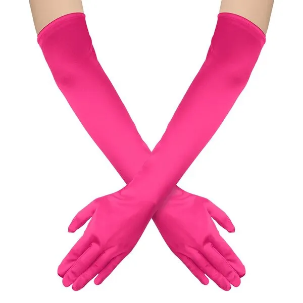 NQEUEPN Women Long Gloves, Long Elbow Satin Gloves 21