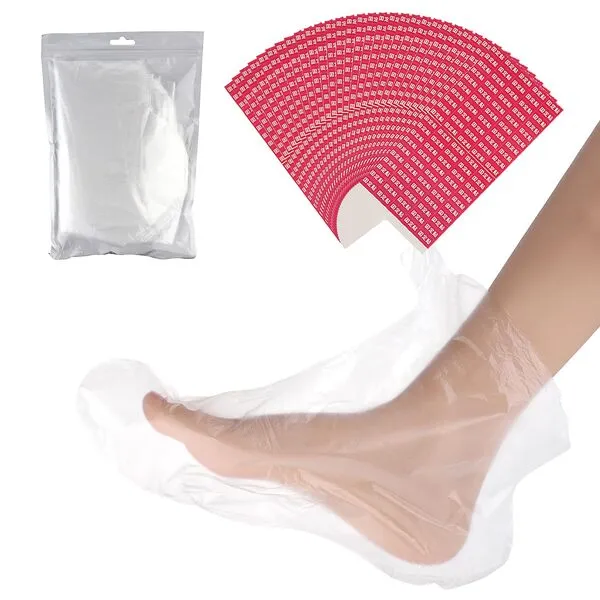 Sibba Paraffin Wax Feet Protectors Covers Refills Bath Tub Mitt 100 PCS Gloves Spa Set Disposable Plastic Socks Hot Block Therapy Foot Bags Warmer Liners Waxing Warming Nails Arthritis Kits